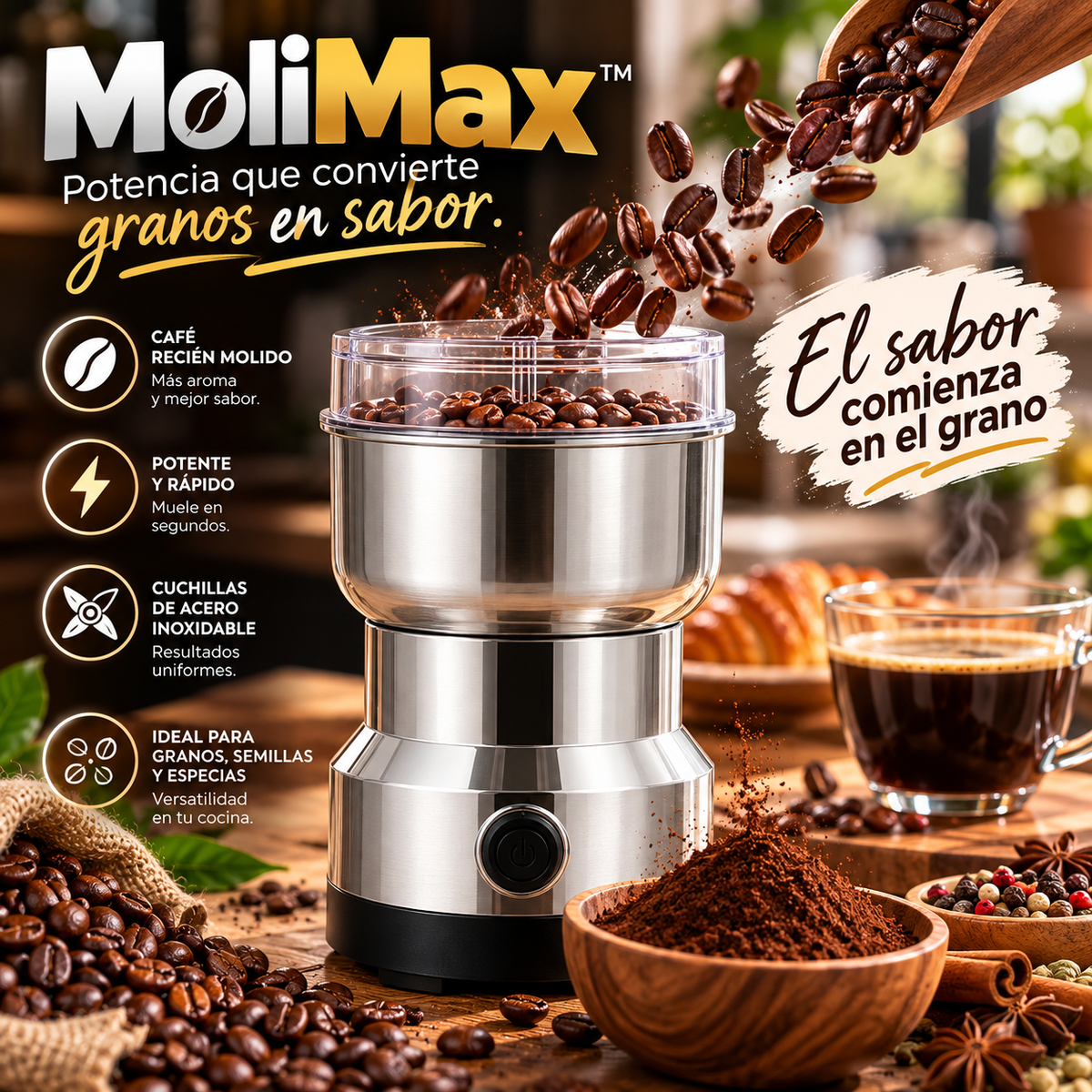 MoliMax™ — Potencia que convierte granos en sabor.