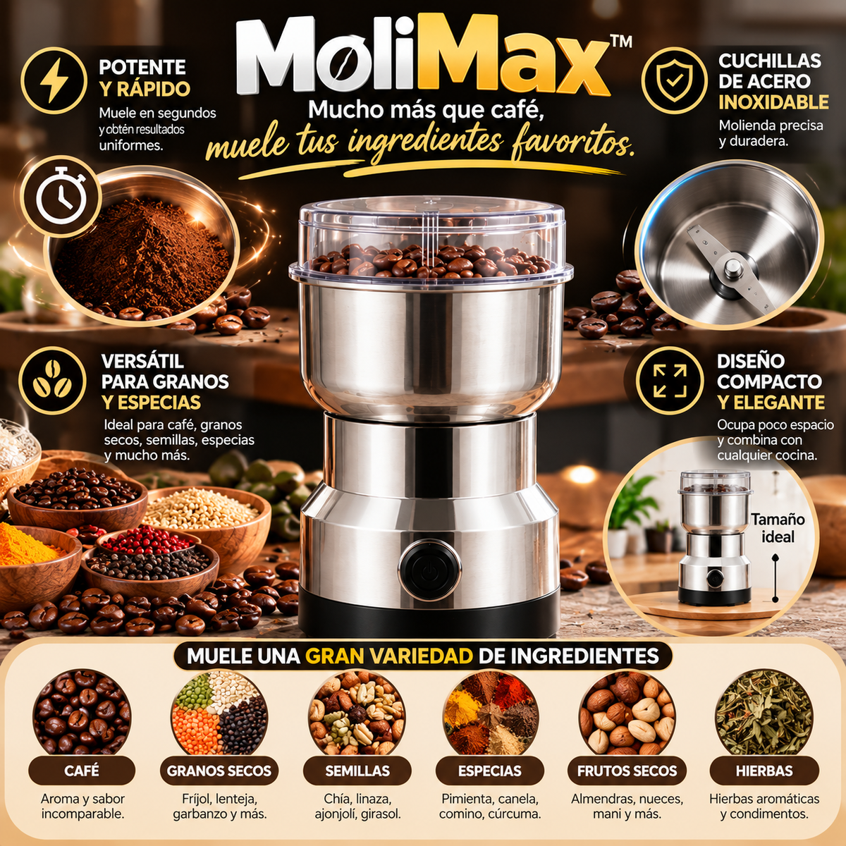 MoliMax™ — Potencia que convierte granos en sabor.