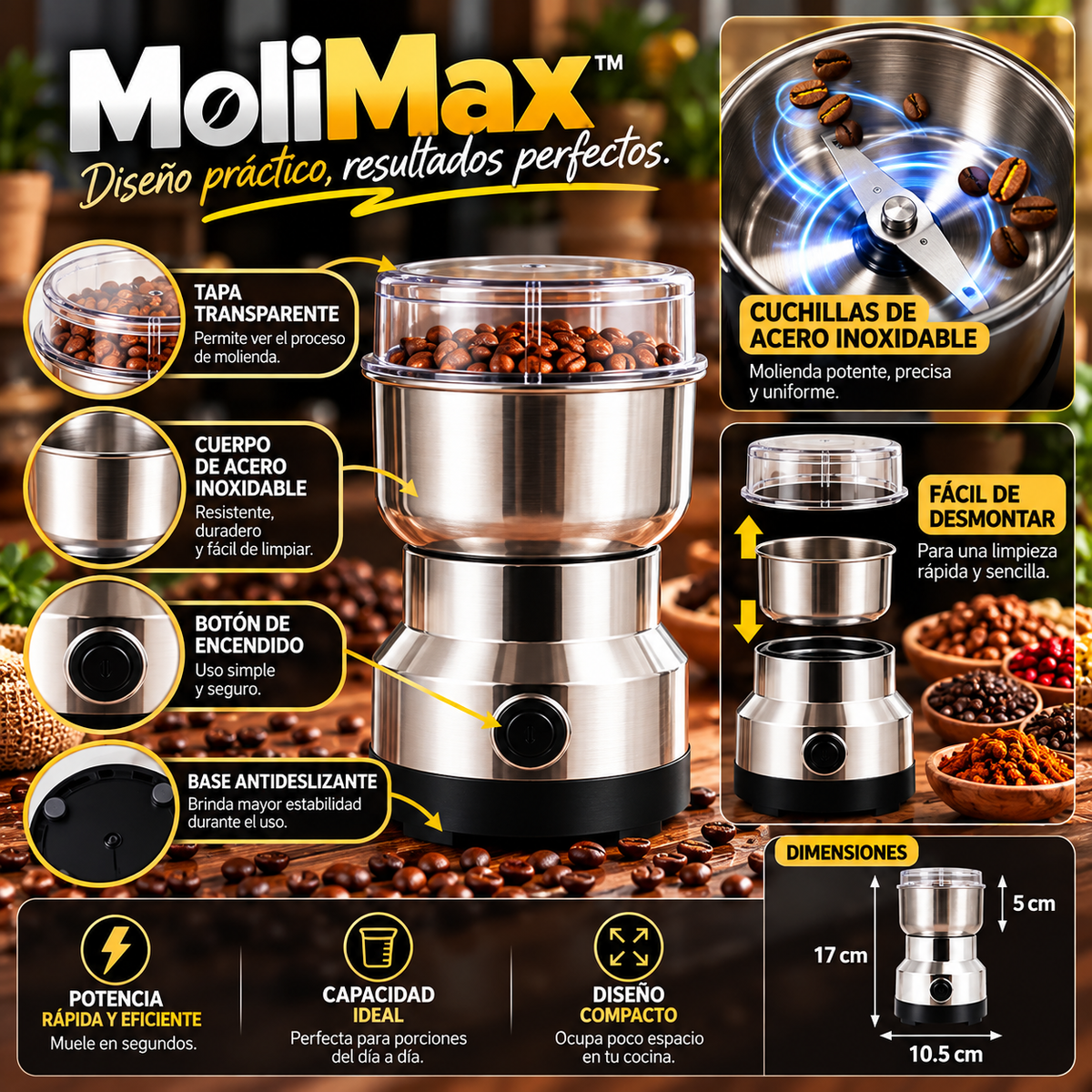 MoliMax™ — Potencia que convierte granos en sabor.